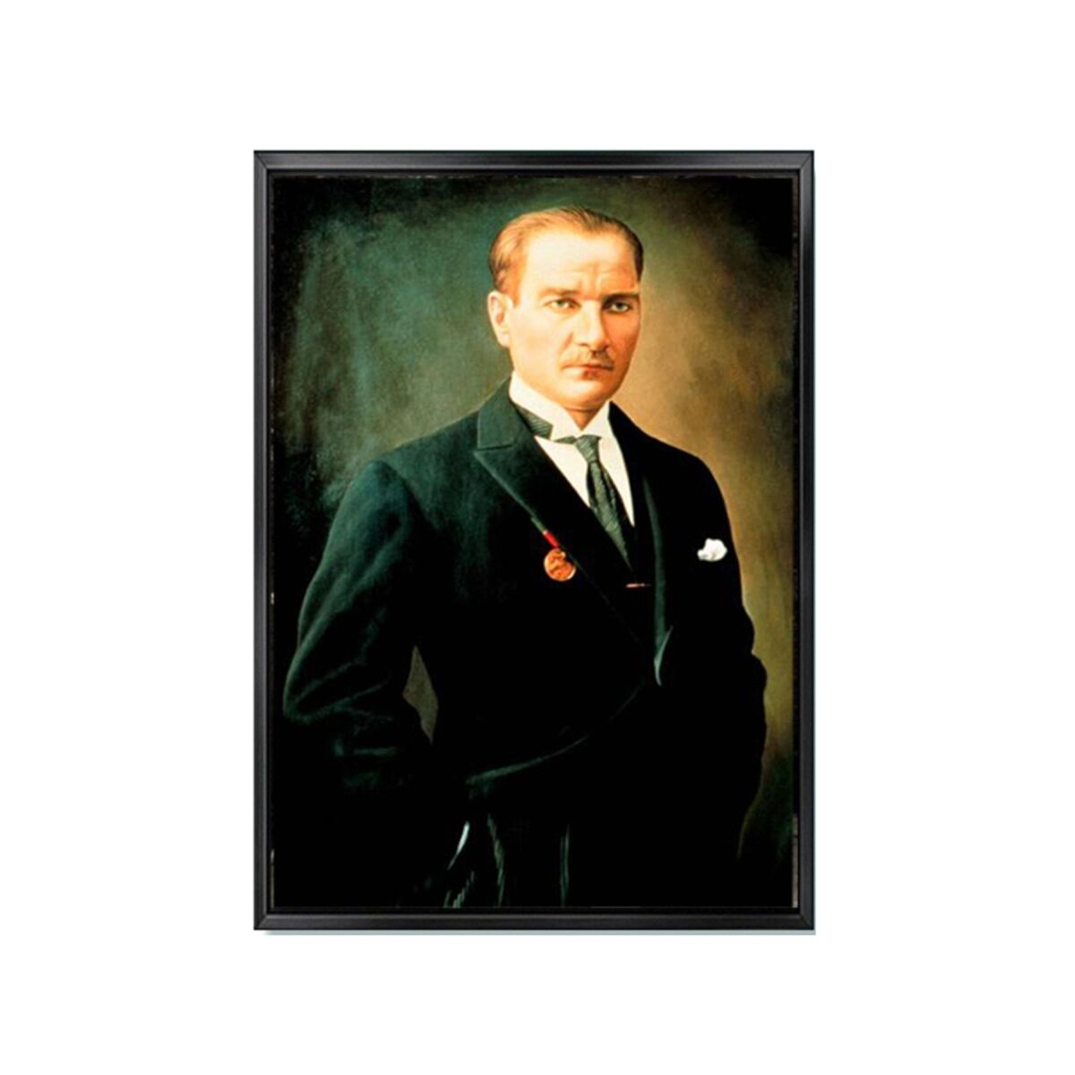 Tuval Üzerine Atatürk Baskısı Duvar Sanatıkanvas Tablo Çerçeveli 80 X 120 Siyah