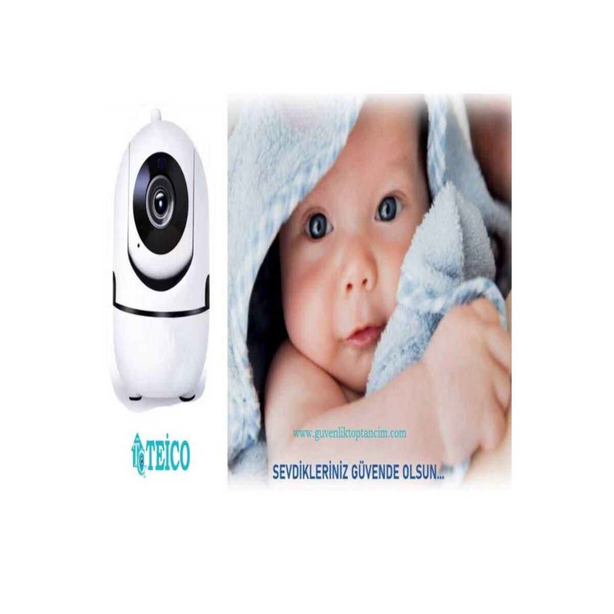 2 Mp 360 Derece Kablosuz Bebek Kamerası Wifi Sesli Tek Anten Teico-4202