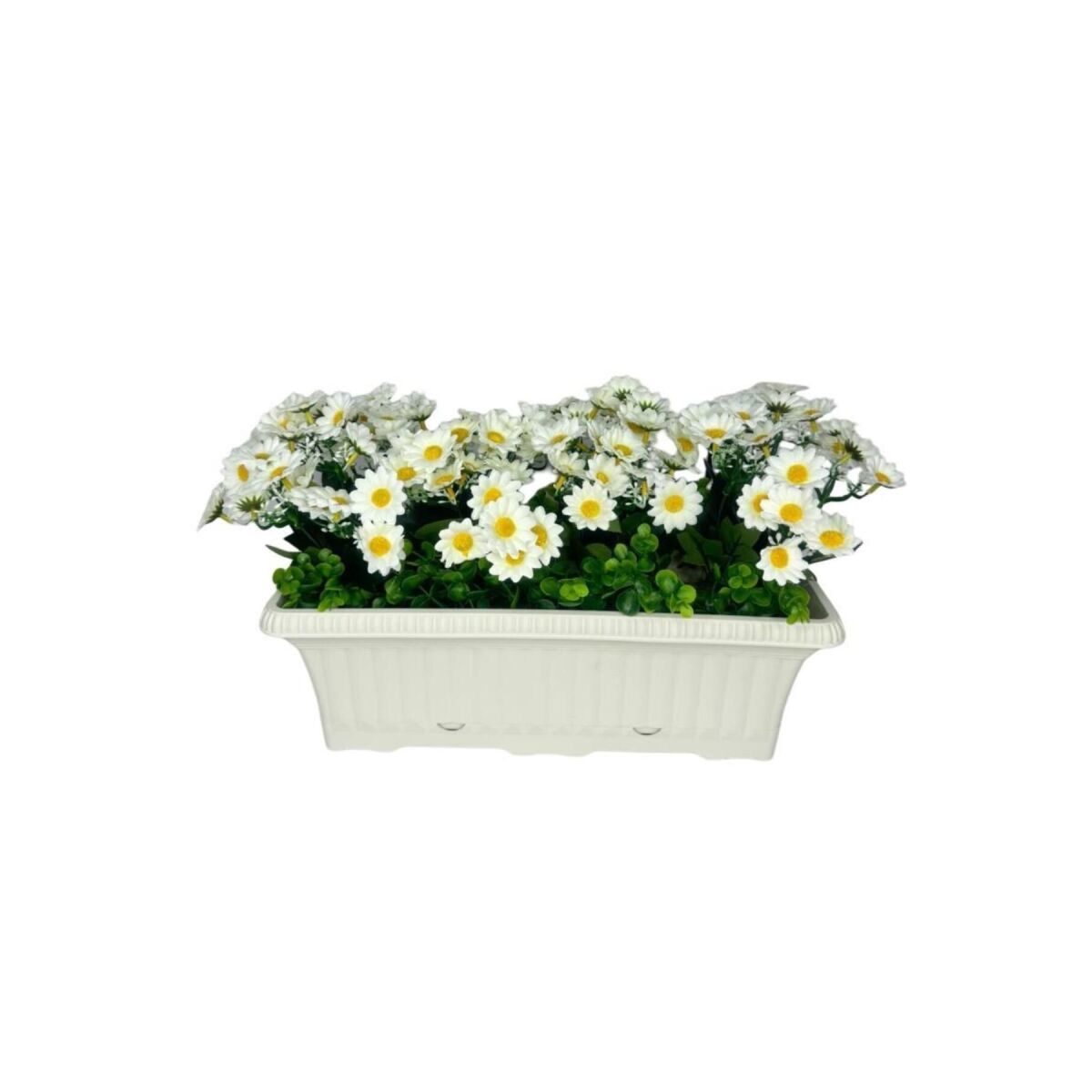 Yapay Çiçek Beyaz Papatya Küpeşte Askılı Saksıda Balkon Çiçeği Çiçek Sepeti