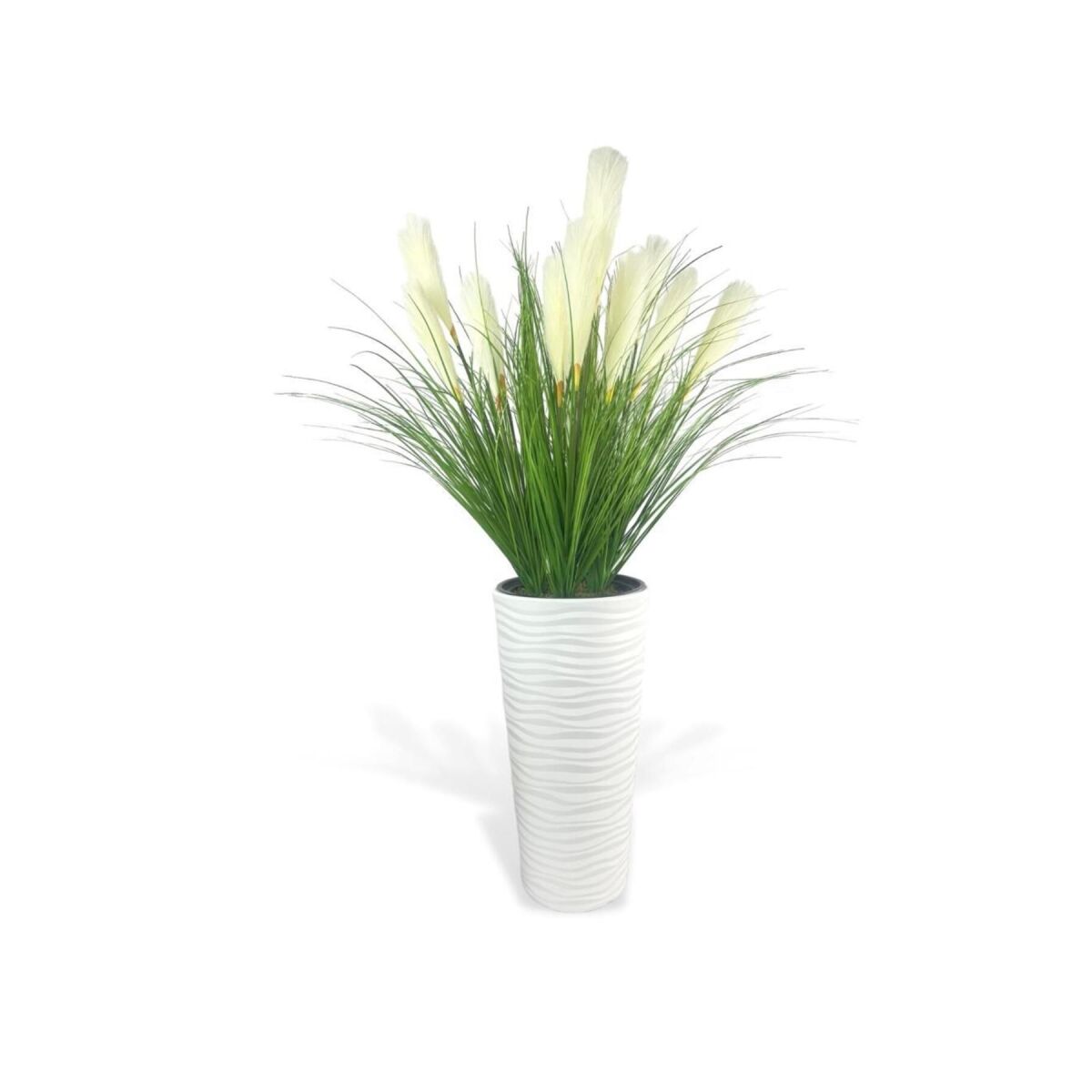 Yapay Çiçek Panpas Püskül Salon Bitkisi Beyaz Uzun Kumsal Vazoda 128*60Cm