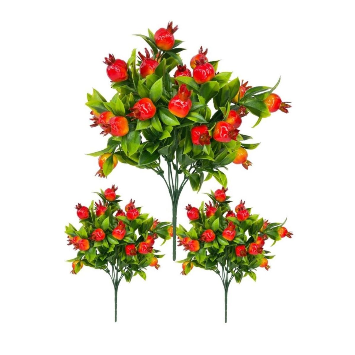 3Lü Set Yapay Mandalina Demeti Yapay Çiçek 30*20Cm Yeşil Yapraklı