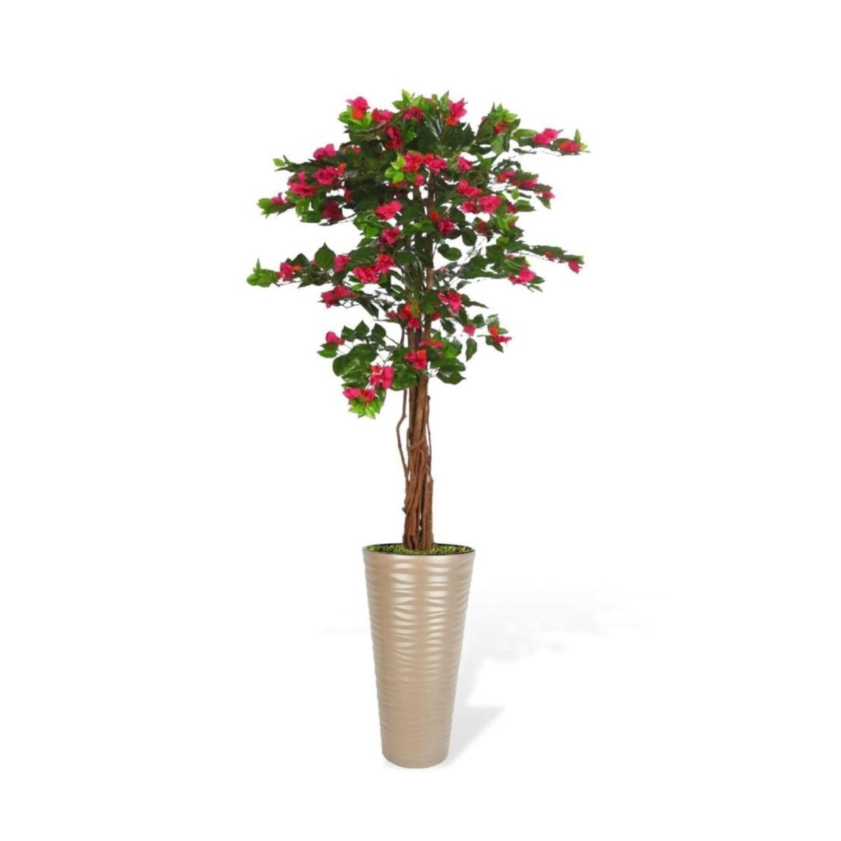 Yapay Ağaç Dore 57Cm Kumsal Vazoda Begonvil Ağacı Fuşya Bodrum Çiçeği 180Cm