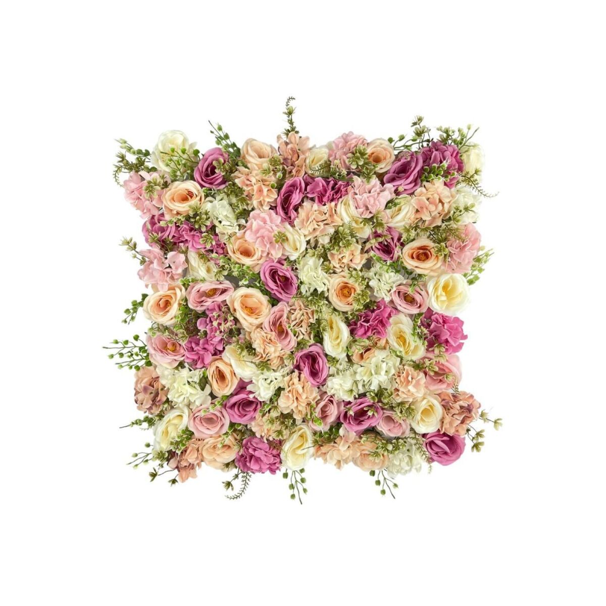 Yapay Çiçek Dekoratif Gül Paneli Pembe Pudra Renkleri Dik Duvar Kaplama Gül Duvarı 55X55