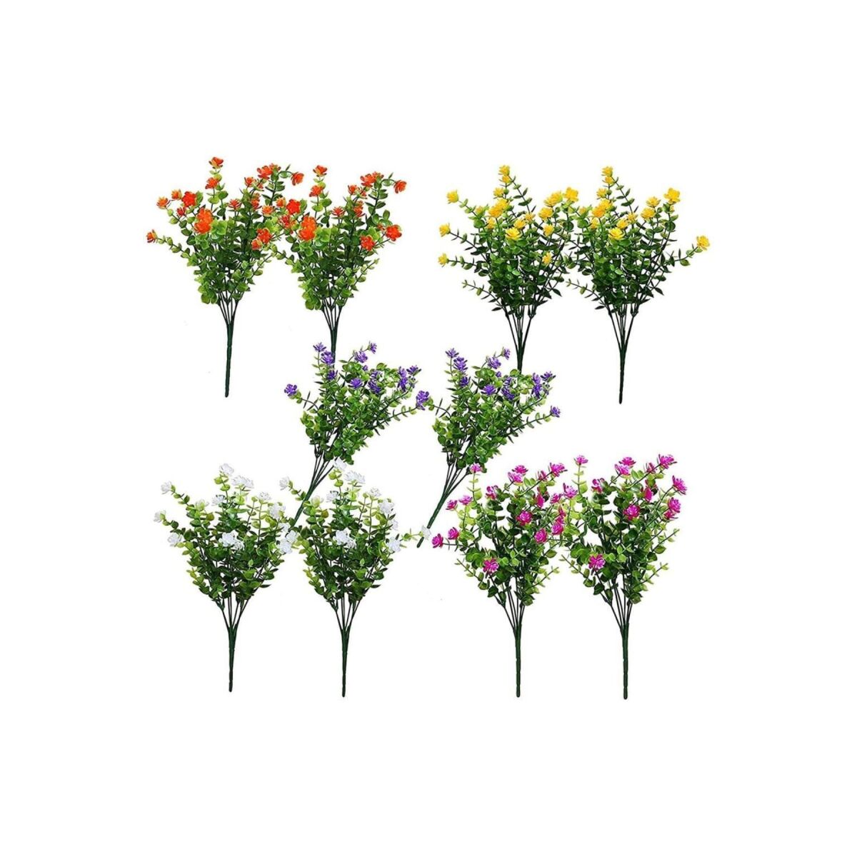 Yapay Çiçek Mineli Şimşir 10 Demet Karışık Renkli Dekoratif Yapay Bitki
