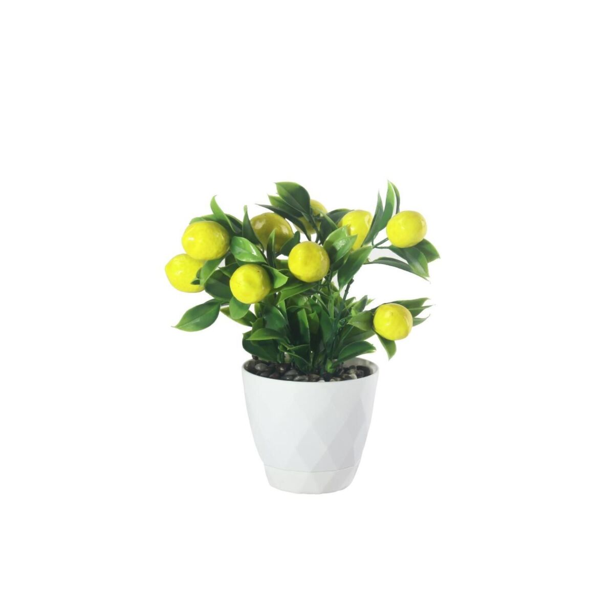 Yapay Çiçek Limon Ağacı Beyaz Saksıda Ve Dekoratif 20-10 Cm