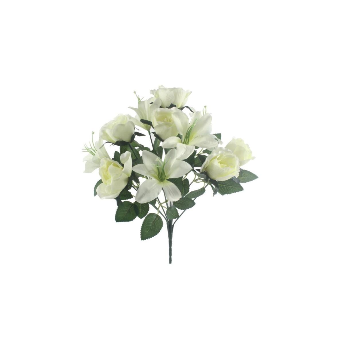 Yapay Çiçek Beyaz Gül Ve Lilyum Demeti