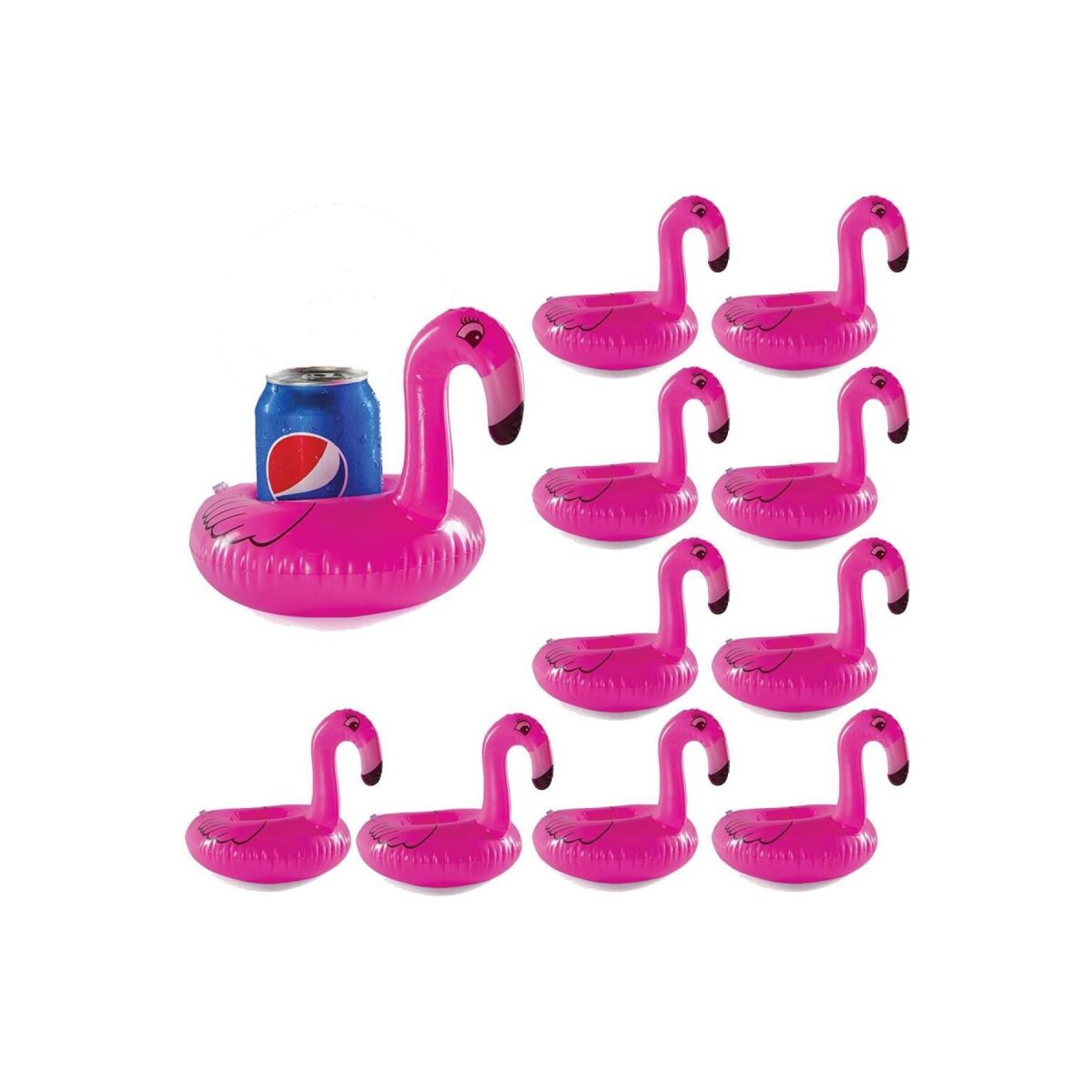 10 Lu Set Pembe Flamingo Şişme Bardak Simidi İçecek Tutacağı