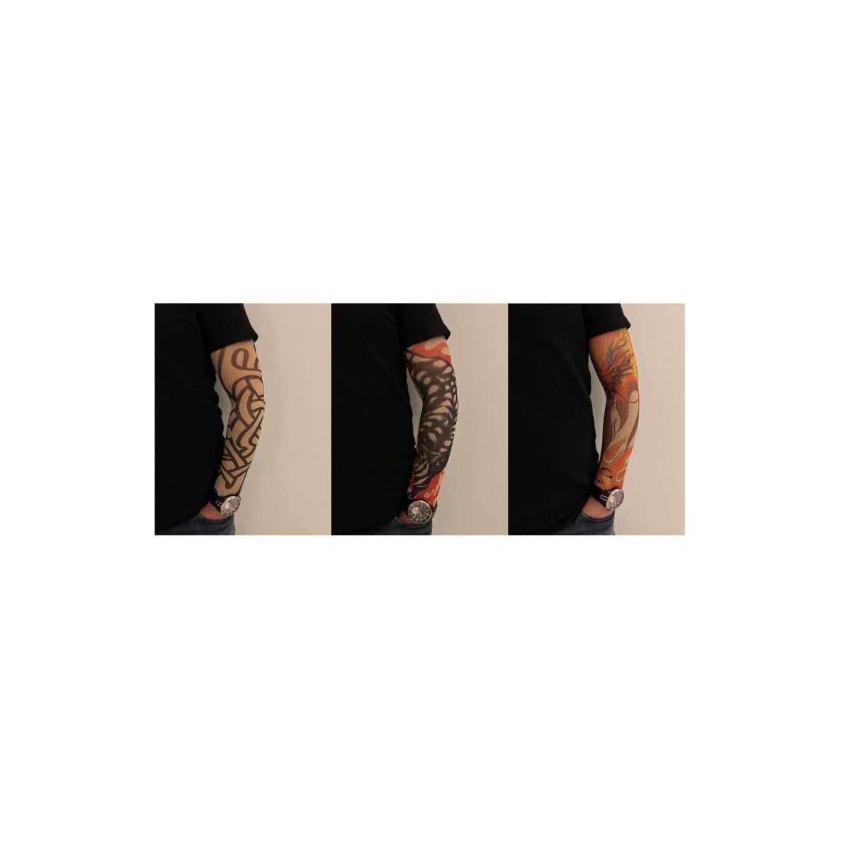 Giyilebilir Dövme 3 Çift 6 Adet Kol Çorap Dövmesi Sleeve Tattoo Set17