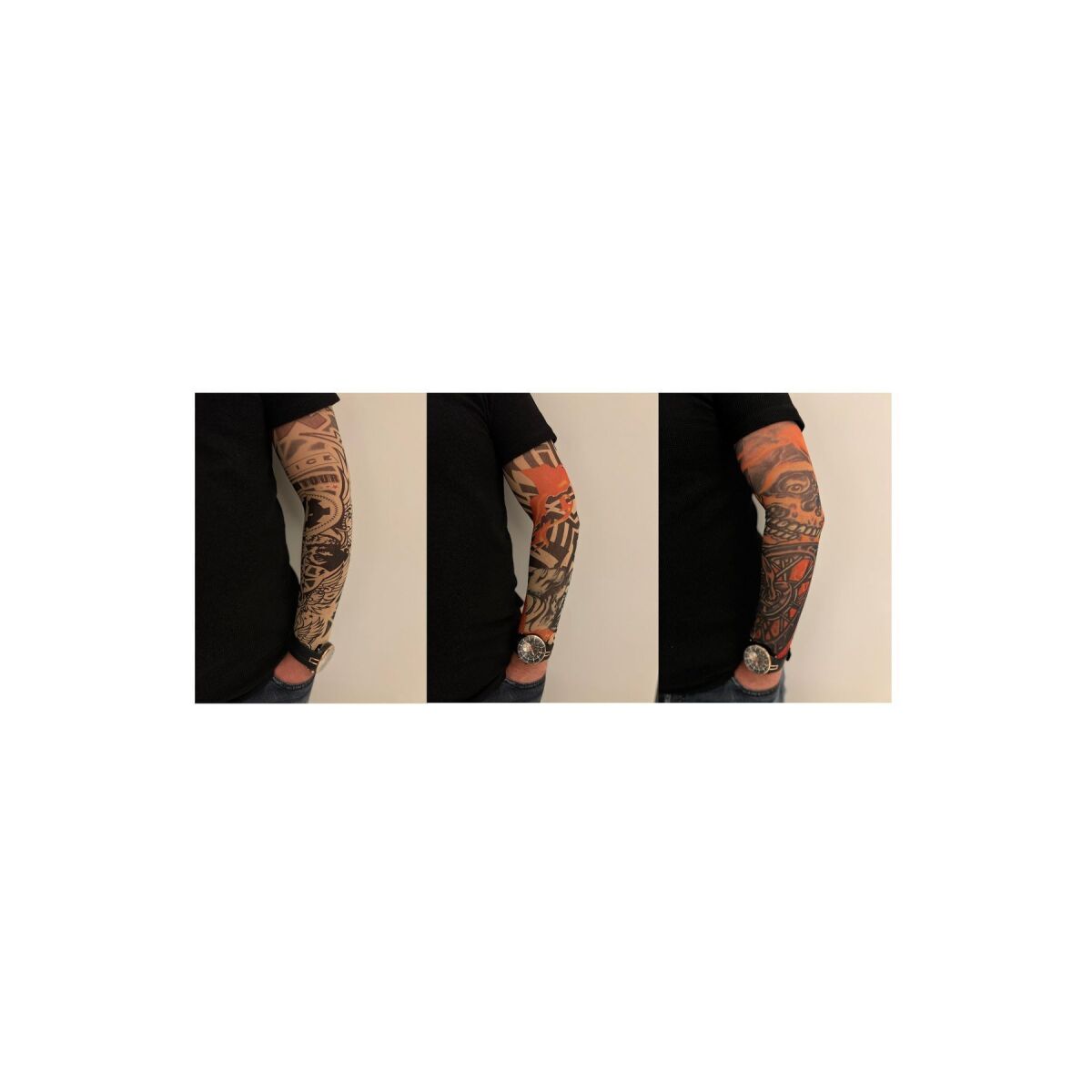 Giyilebilir Dövme 3 Çift 6 Adet Kol Çorap Dövmesi Sleeve Tattoo Set15
