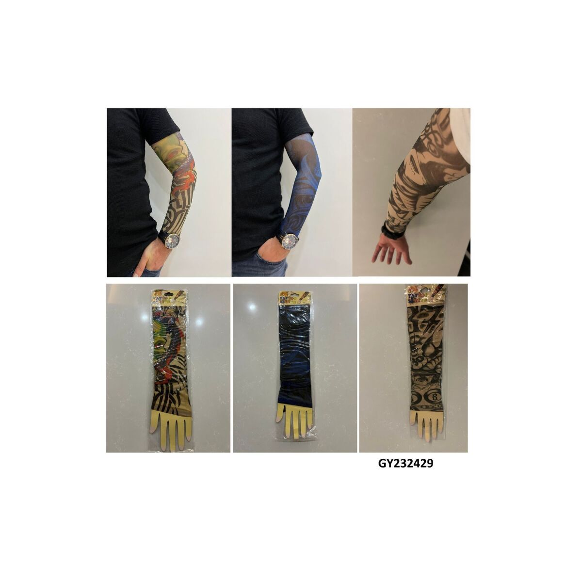 Giyilebilir Dövme 3 Çift 6 Adet Kol Çorap Dövmesi Sleeve Tattoo Set8