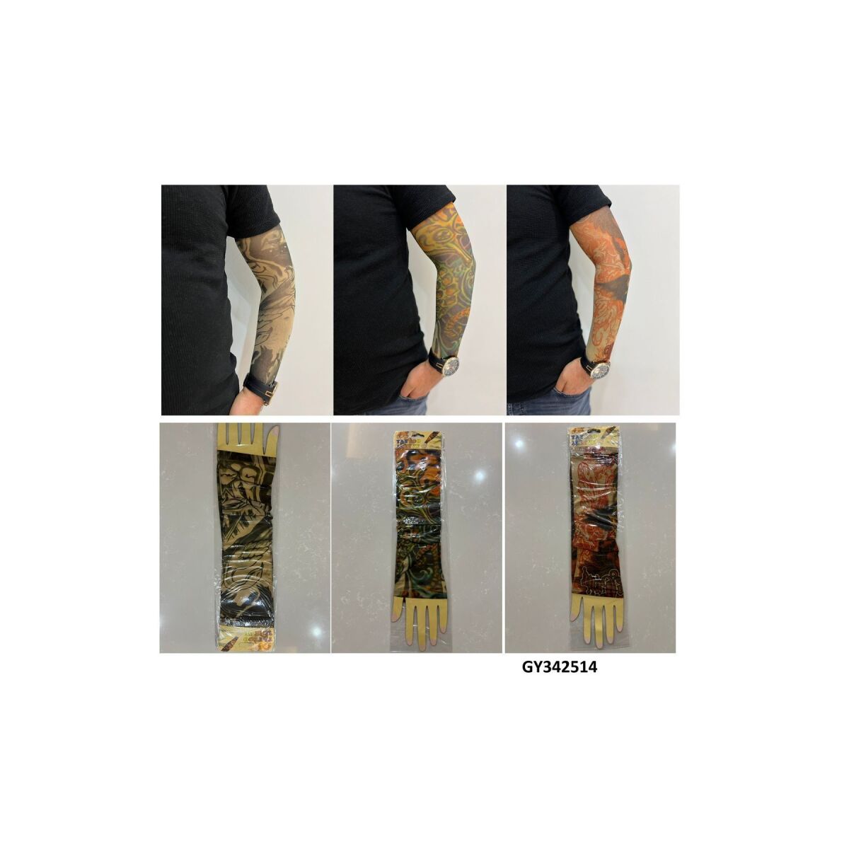 Giyilebilir Dövme 3 Çift 6 Adet Kol Çorap Dövmesi Sleeve Tattoo Set9
