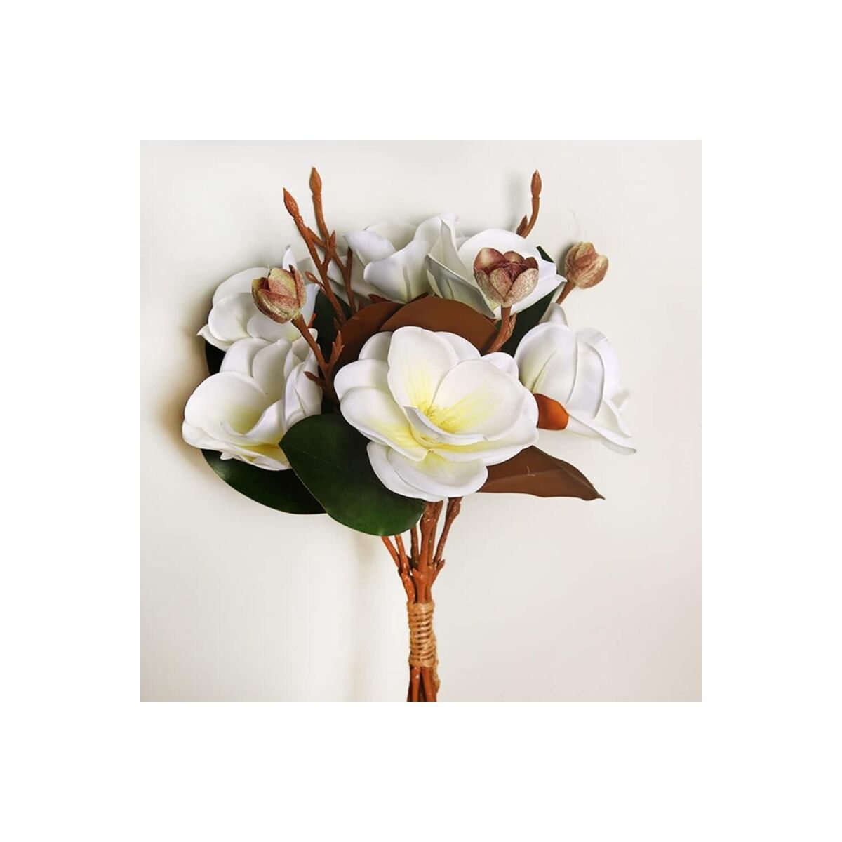 Yapay Çiçek Lüx Manolya Gerçek Islak Dokulu Magnolia Gelin Çiçeği 48Cm Beyaz