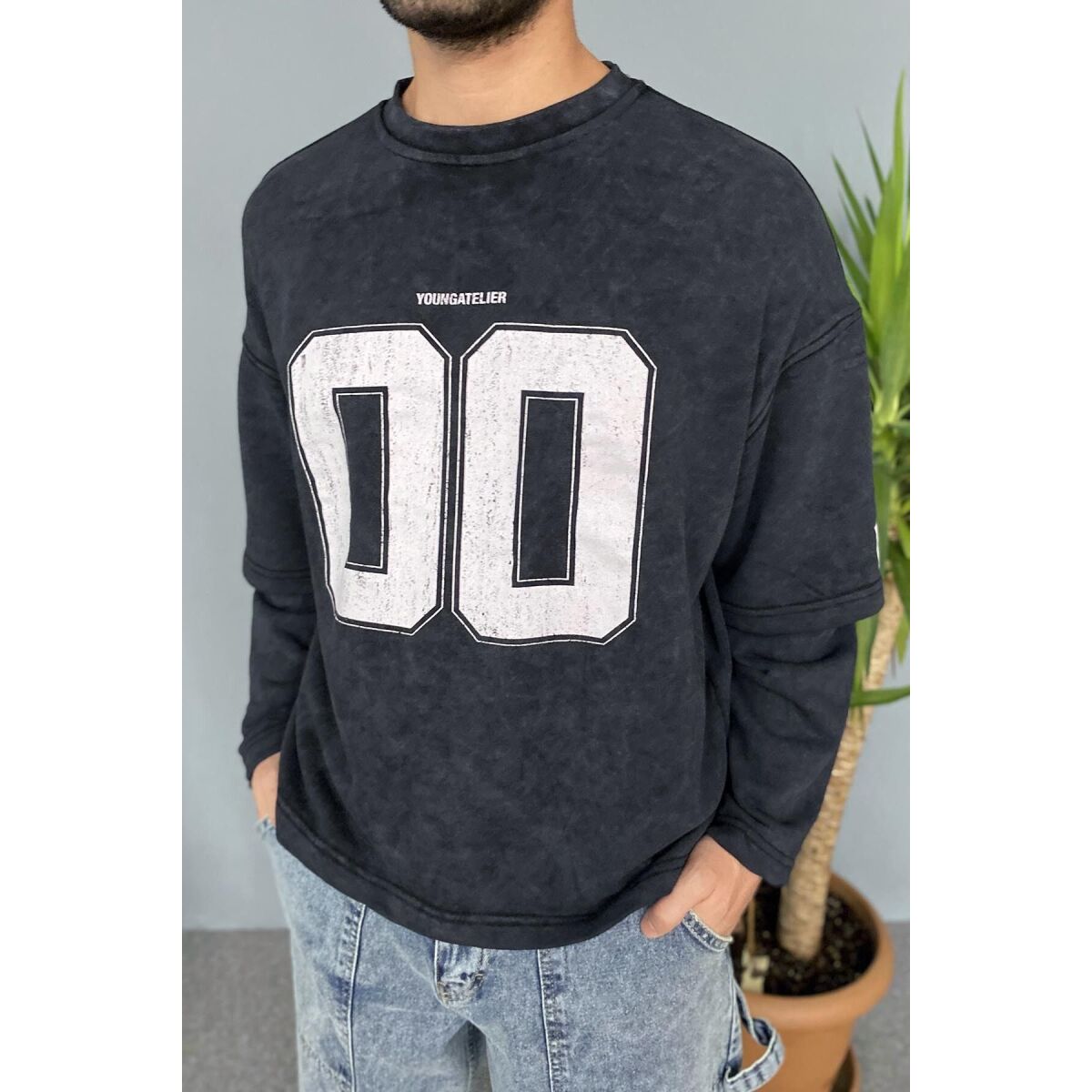 Oversize Baskılı Old School Sweatshirt