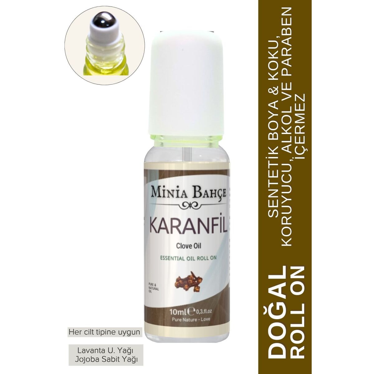 Doğal Roll On, Karanfil Uçucu Yağı, Jojoba Yağı. 10Ml