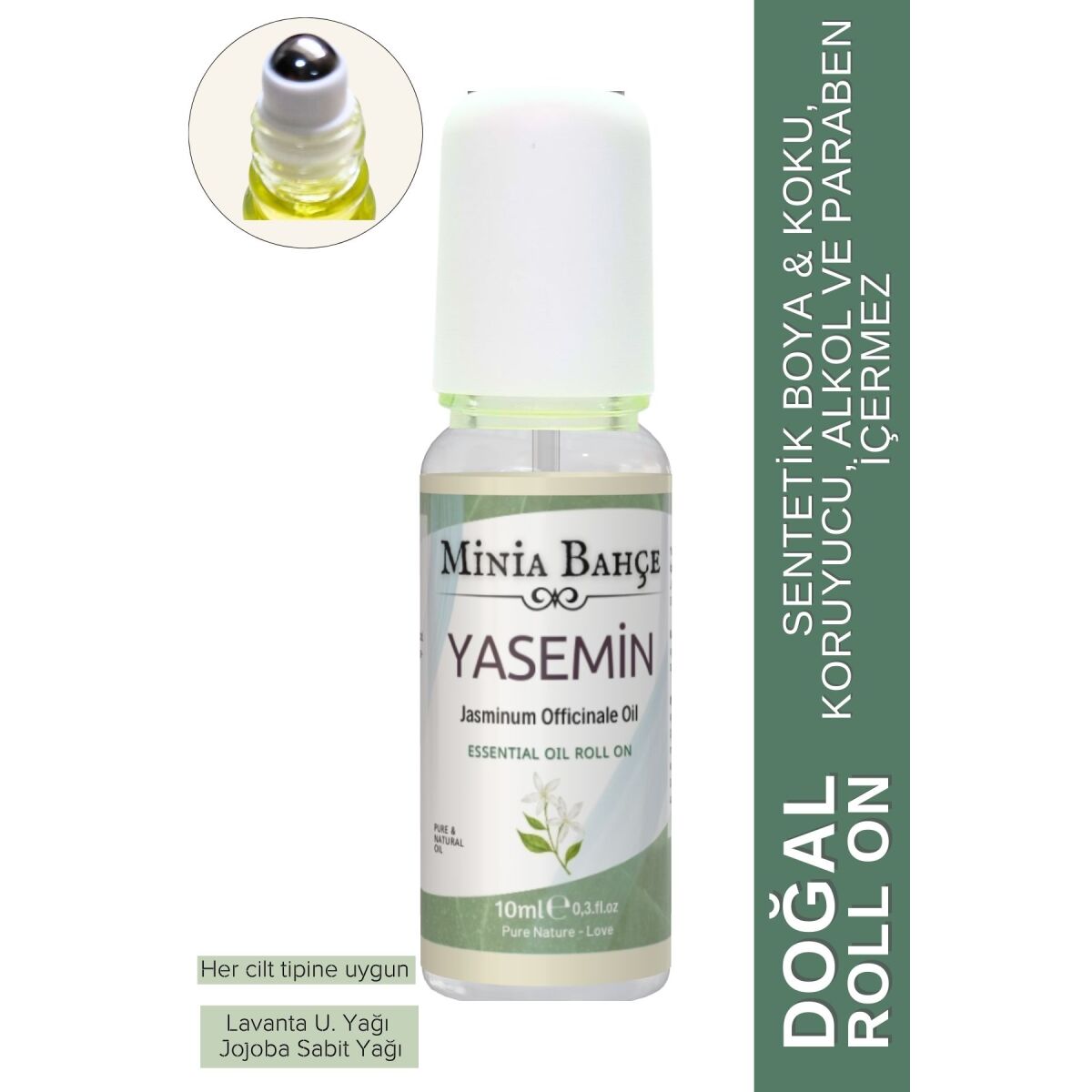 Doğal Roll On, Yasemin Uçucu Yağı, Jojoba Yağı. 10Ml