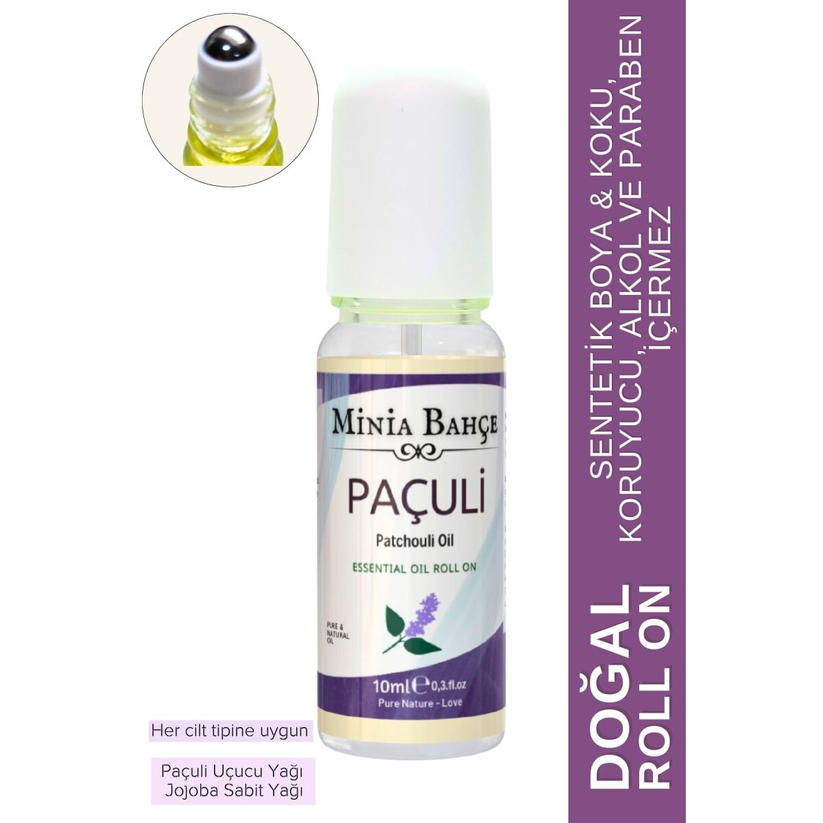 Doğal Roll On, Paçuli Uçucu Yağı, Jojoba Yağı. 10Ml