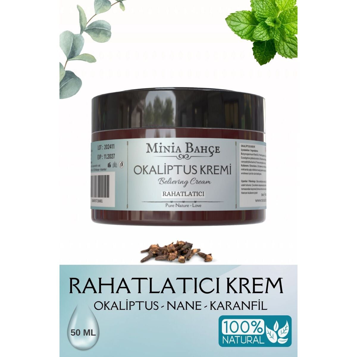 Okaliptus Kremi, 50Ml. %100 Doğal