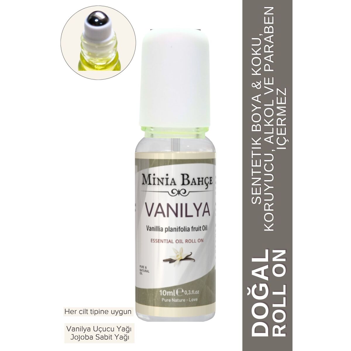 Doğal Roll On, Vanilya Uçucu Yağı, Jojoba Yağı. 10Ml