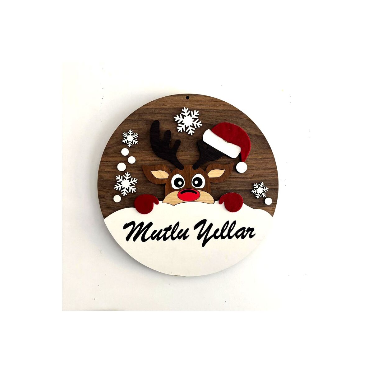 Yılbaşı - Yeni Yıl Kapı Süsü, Christmas - Noel Ev Duvar Dekorasyon Süsü, Ahşap Mdf Keçe 30Cm