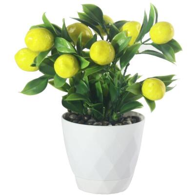 Yapay Çiçek Limon Ağacı Beyaz Saksıda Ve Dekoratif