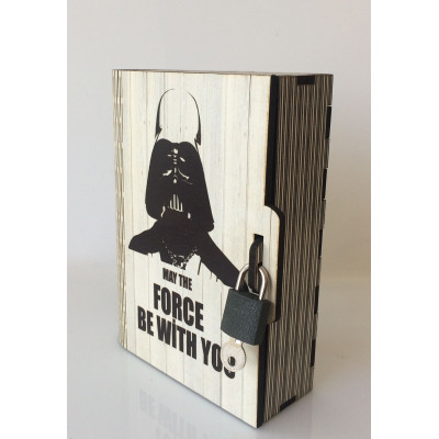 Kitap Kumbara Kilitli Ahşap Kutu Darth Vader