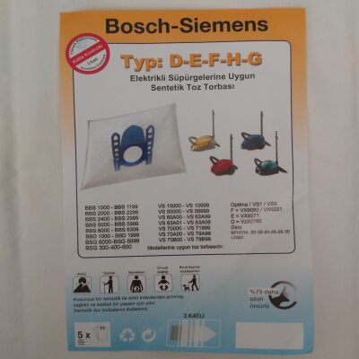 20 Ad Bosch Siemens Typ D E F H G Elektrikli Süpürge Toz Torbası