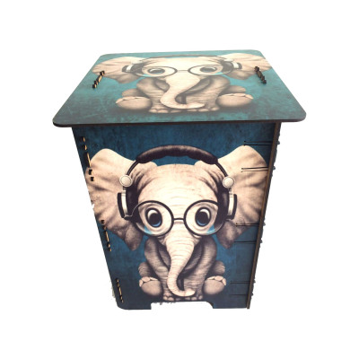 Dekoratif Puflu Tabure Gözlüklü Fil