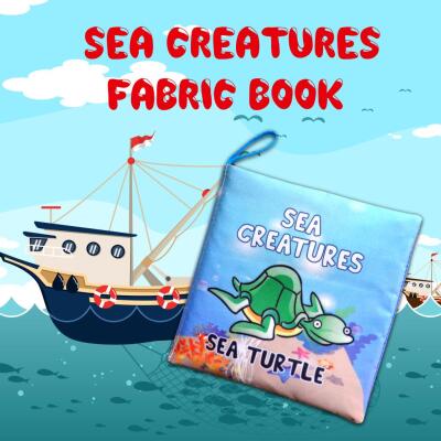 Tox İngilizce Deniz Canlıları Kumaş Sessiz Kitap E122 - Bez Kitap , Eğitici Oyuncak , Yumuşak Ve Hışırtılı
