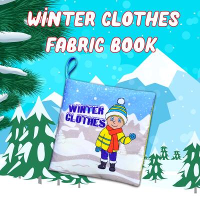 Tox İngilizce Kışlık Giysiler Kumaş Sessiz Kitap E124 - Bez Kitap , Eğitici Oyuncak , Yumuşak Ve Hışırtılı