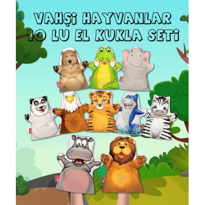 10 Parça Tox Vahşi Hayvanlar El Kukla Set , Eğitici Oyuncak