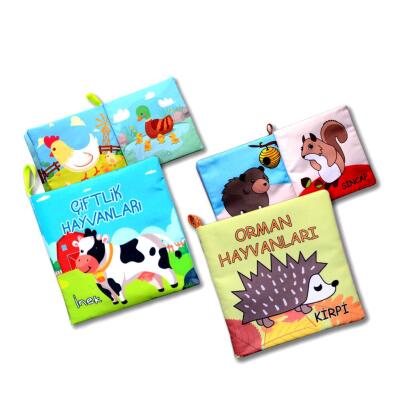 2 Kitap Tox Çiftlik Hayvanları Ve Orman Hayvanlar Kumaş Sessiz Kitap T134 T055 - Bez Kitap , Eğitici Oyuncak , Yumuşak Ve Hışırtılı