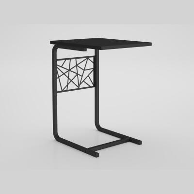 Safir Premium Geometrik Desen Metal C Sehpa - Siyah / Siyah