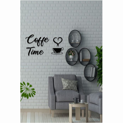 Duvar Için Ahşap Mdf Kahve Köşesi Coffee Time Yazısı 3Mm