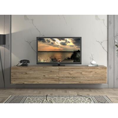 Vega Premium 200 Cm Geniş Dolaplı Metal Ayaklı Tv Ünitesi - Atlantik Çam / Siyah