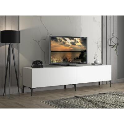 Vega Premium 200 Cm Geniş Dolaplı Metal Ayaklı Tv Ünitesi - Beyaz / Siyah