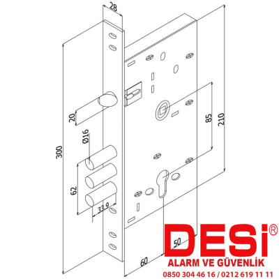 Desi Alarmlı Çelik Kapı Kilidi Dak Kilit