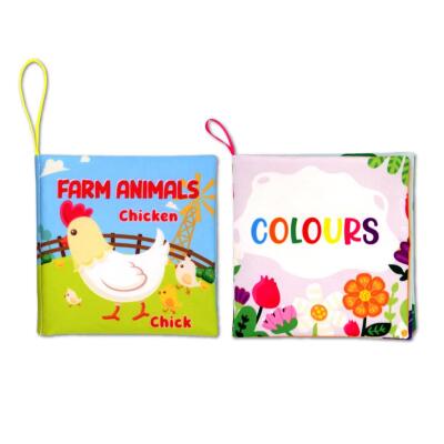 2 Kitap Tox İngilizce Çiftlik Hayvanları Ve Renkler Kumaş Sessiz Kitap E129 E119 - Bez Kitap , Eğitici Oyuncak , Yumuşak Ve Hışırtılı