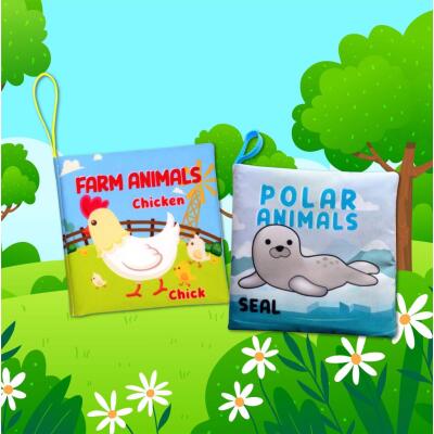 2 Kitap Tox İngilizce Çiftlik Hayvanları Ve Kutup Hayvanları Kumaş Sessiz Kitap E125 E119 - Bez Kitap , Eğitici Oyuncak , Yumuşak Ve Hışırtılı