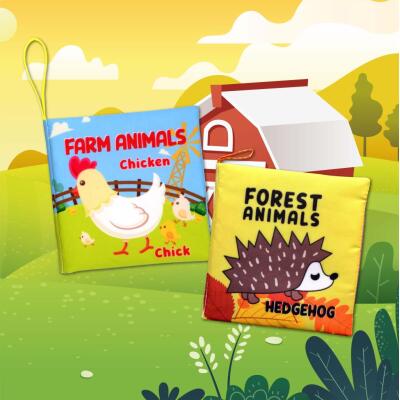 2 Kitap Tox İngilizce Çiftlik Hayvanları Ve Orman Hayvanları Kumaş Sessiz Kitap E127 E119 - Bez Kitap , Eğitici Oyuncak , Yumuşak Ve Hışırtılı