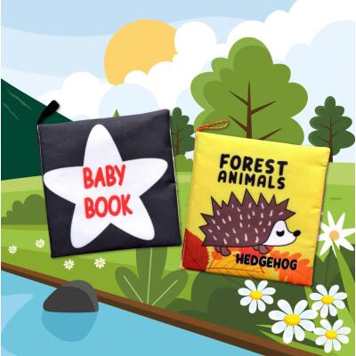 2 Kitap Tox İngilizce Siyah-Beyaz Bebek Ve Orman Hayvanları Kumaş Sessiz Kitap E136 E127 - Bez Kitap , Eğitici Oyuncak , Yumuşak Ve Hışırtılı