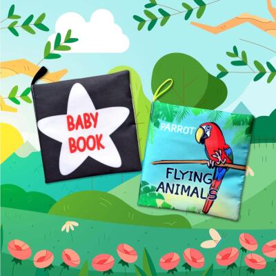2 Kitap Tox İngilizce Siyah-Beyaz Bebek Ve Uçan Hayvanlar Kumaş Sessiz Kitap E136 E133 - Bez Kitap , Eğitici Oyuncak , Yumuşak Ve Hışırtılı