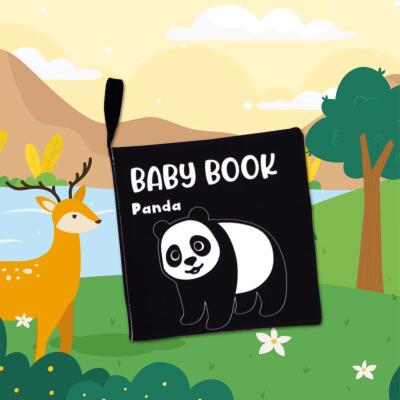 Tox İngilizce Siyah Beyaz Vahşi Hayvanlar Kumaş Sessiz Kitap E497 - Bez Kitap , Eğitici Oyuncak , Yumuşak Ve Hışırtılı