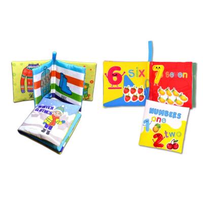 2 Kitap Tox İngilizce Kışlık Giysiler Ve Rakamlar Kumaş Sessiz Kitap E124 E128 - Bez Kitap , Eğitici Oyuncak , Yumuşak Ve Hışırtılı