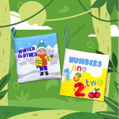 2 Kitap Tox İngilizce Kışlık Giysiler Ve Rakamlar Kumaş Sessiz Kitap E124 E128 - Bez Kitap , Eğitici Oyuncak , Yumuşak Ve Hışırtılı