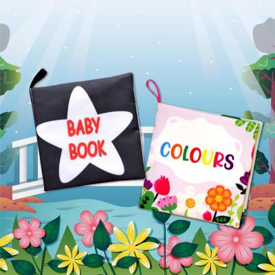 2 Kitap Tox İngilizce Renkler Ve Siyah Beyaz Bebek Kumaş Sessiz Kitap E129 E136 - Bez Kitap , Eğitici Oyuncak , Yumuşak Ve Hışırtılı