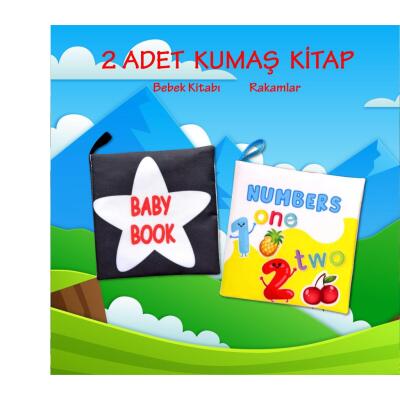 2 Kitap Tox İngilizce Siyah Beyaz Bebek Ve Rakamlar Kumaş Sessiz Kitap E128 E136 - Bez Kitap , Eğitici Oyuncak , Yumuşak Ve Hışırtılı