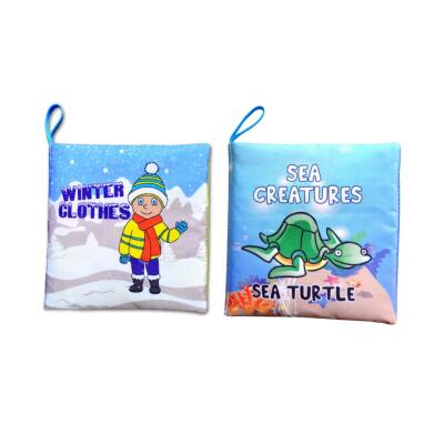 2 Kitap Tox İngilizce Kışlık Giysiler Ve Deniz Canlıları Kumaş Sessiz Kitap E124 E122 - Bez Kitap , Eğitici Oyuncak , Yumuşak Ve Hışırtılı
