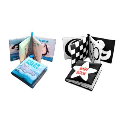 2 Kitap Tox İngilizce Kutup Hayvanları Ve Siyah Beyaz Bebek Kumaş Sessiz Kitap E125 E136 - Bez Kitap , Eğitici Oyuncak