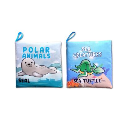 2 Kitap Tox İngilizce Kutup Hayvanları Ve Deniz Canlıları Kumaş Sessiz Kitap E125 E122 - Bez Kitap , Eğitici Oyuncak , Yumuşak Ve Hışırtılı