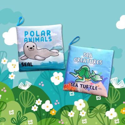 2 Kitap Tox İngilizce Kutup Hayvanları Ve Deniz Canlıları Kumaş Sessiz Kitap E125 E122 - Bez Kitap , Eğitici Oyuncak , Yumuşak Ve Hışırtılı